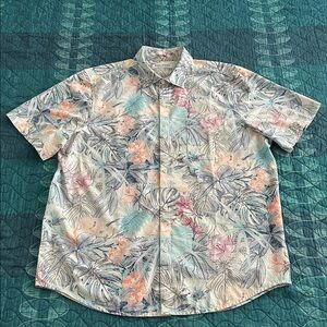 Tommy Bahama Floral Casual Button Down Shirt - Cream, Pink, Blue